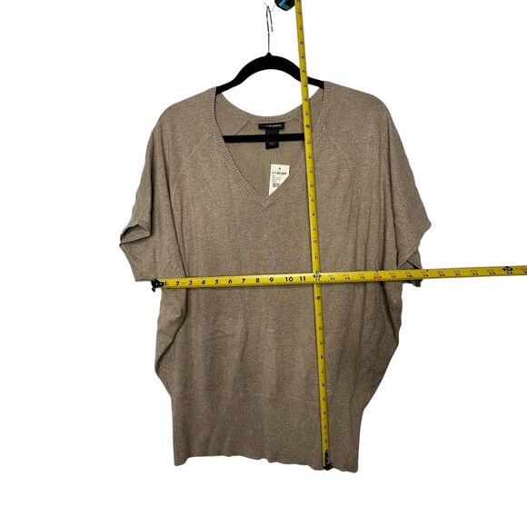 NEW Lane Bryant Metallic Sweater 18/20 Tan Gold Dolman Short Sleeve V Neck - Picture 6 of 8
